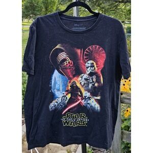 STAR WARS The Force Awakens Black T Shirt DISNEY STORE Men's Size Large